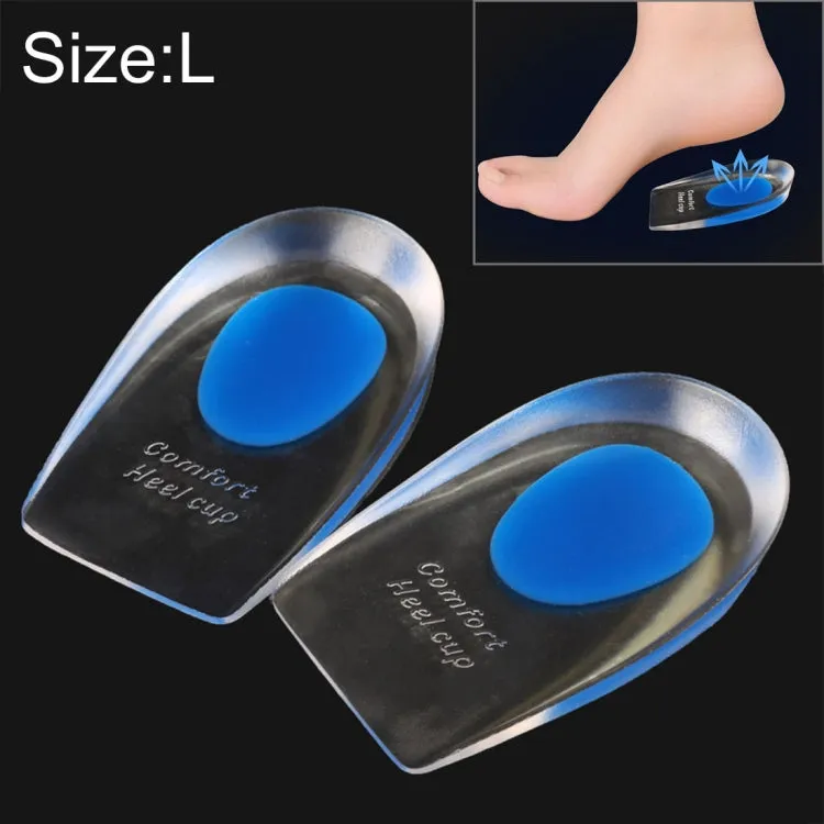 1 Pair Women Silicone Gel Comfort Heel Cups Pads Half Pads, Size: L(Blue)