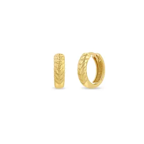 14k Gold Braided Hinge Huggie Hoops