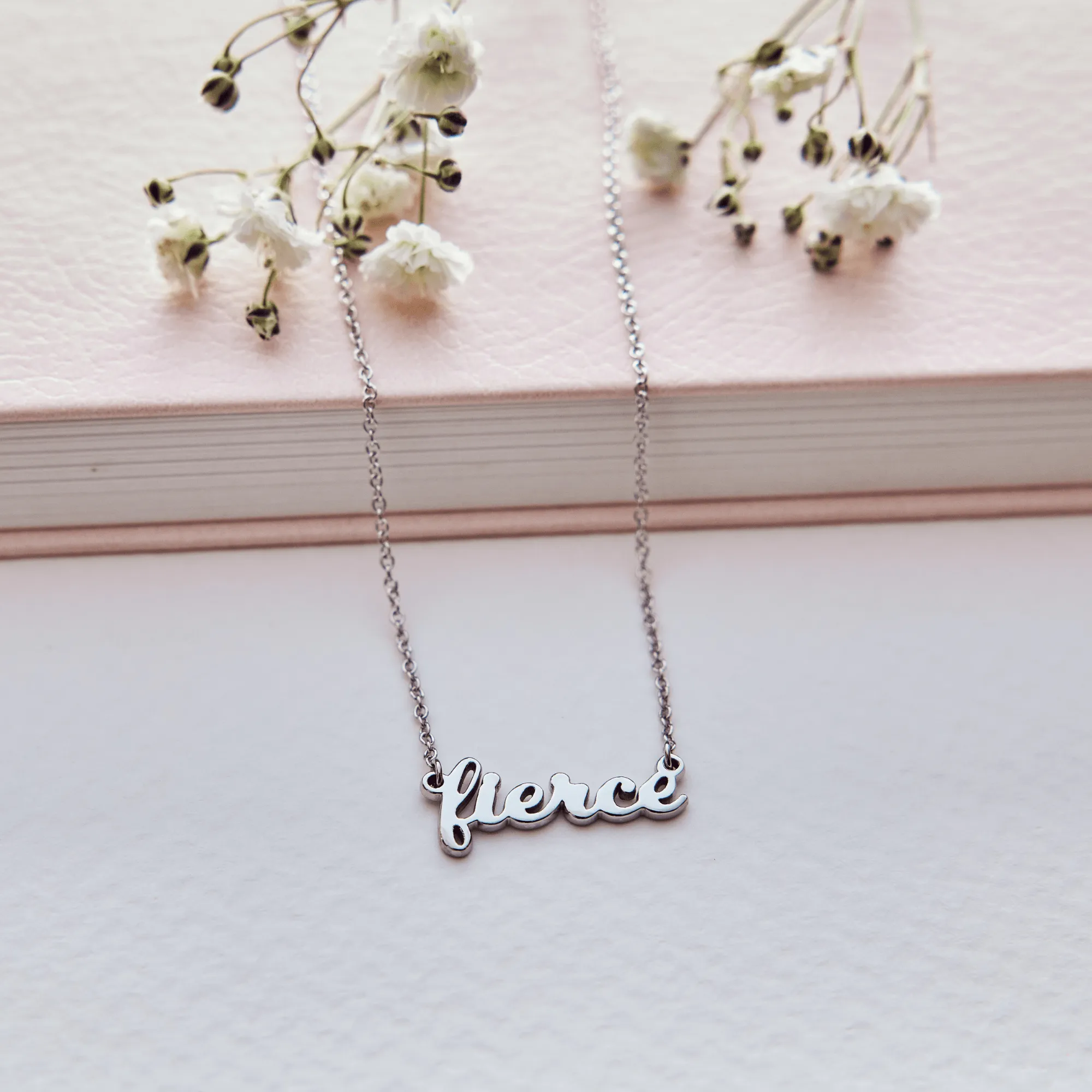 14k Gold Fierce Script Nameplate Necklace