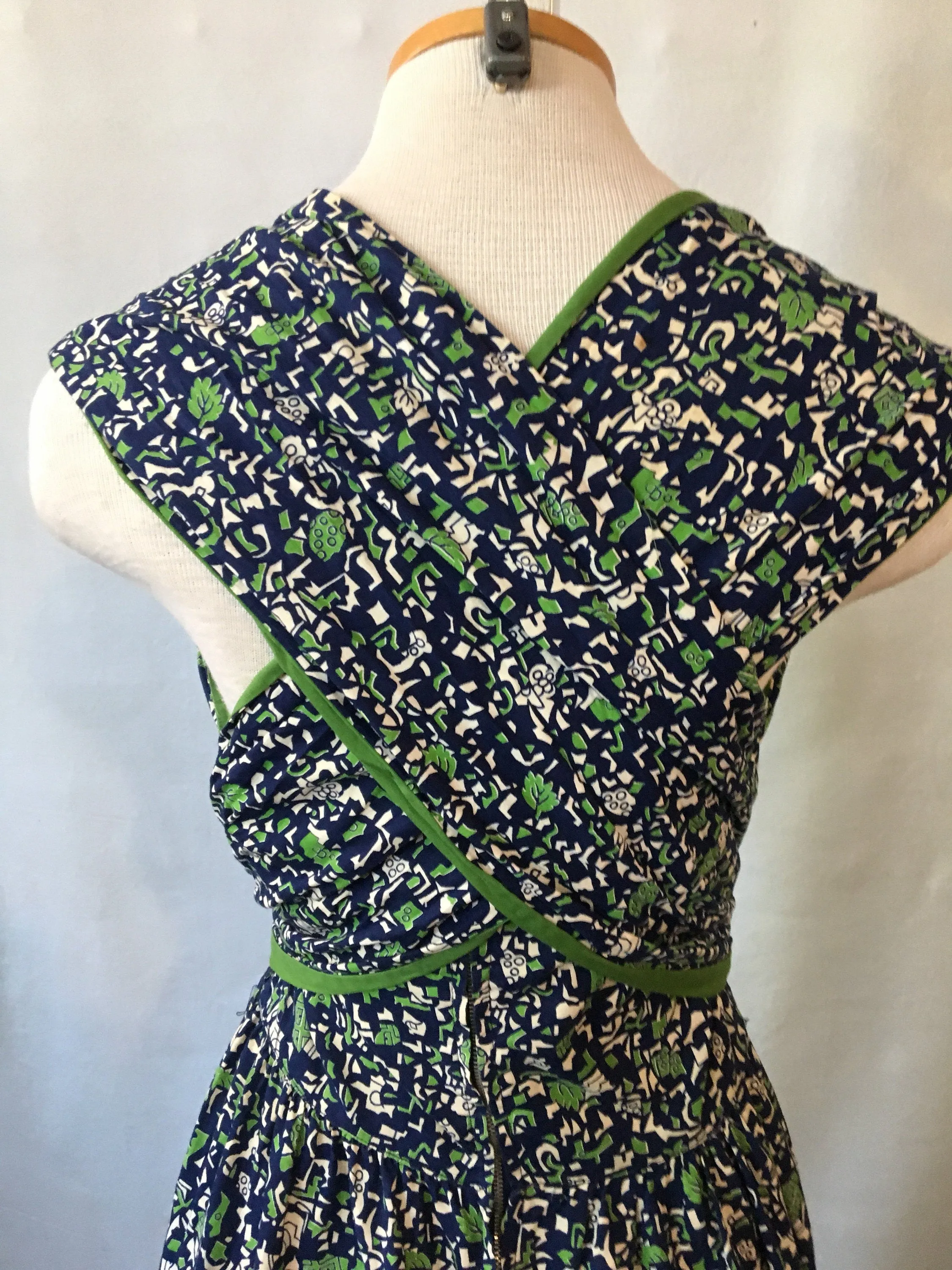 1940's Cotton Print Halter Dress, hand made, size M/L