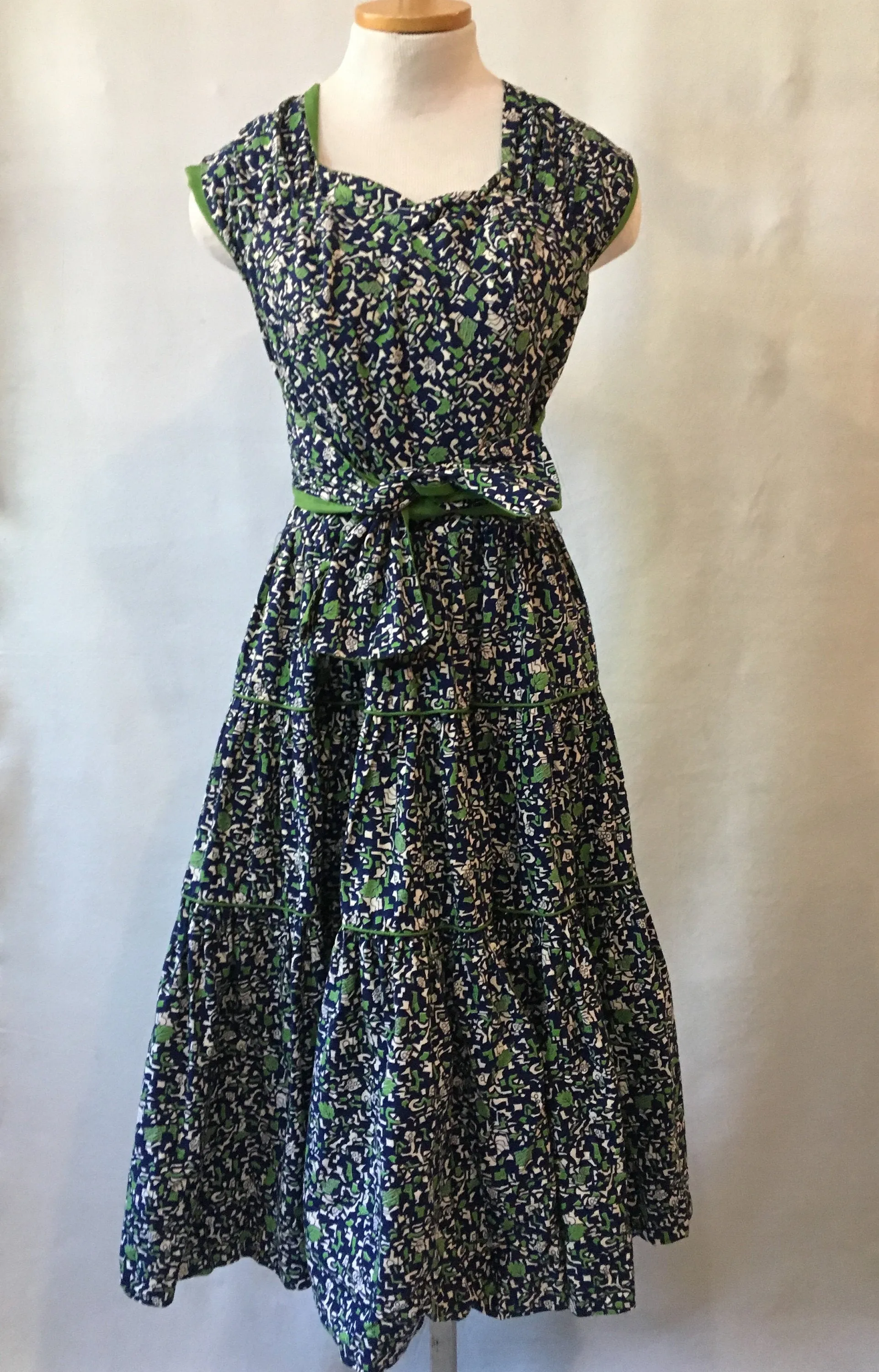 1940's Cotton Print Halter Dress, hand made, size M/L