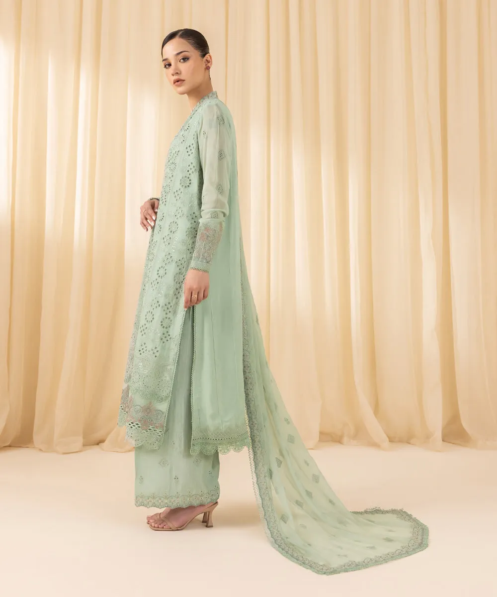 3 Piece -  Embroidered Georgette Chiffon Suit