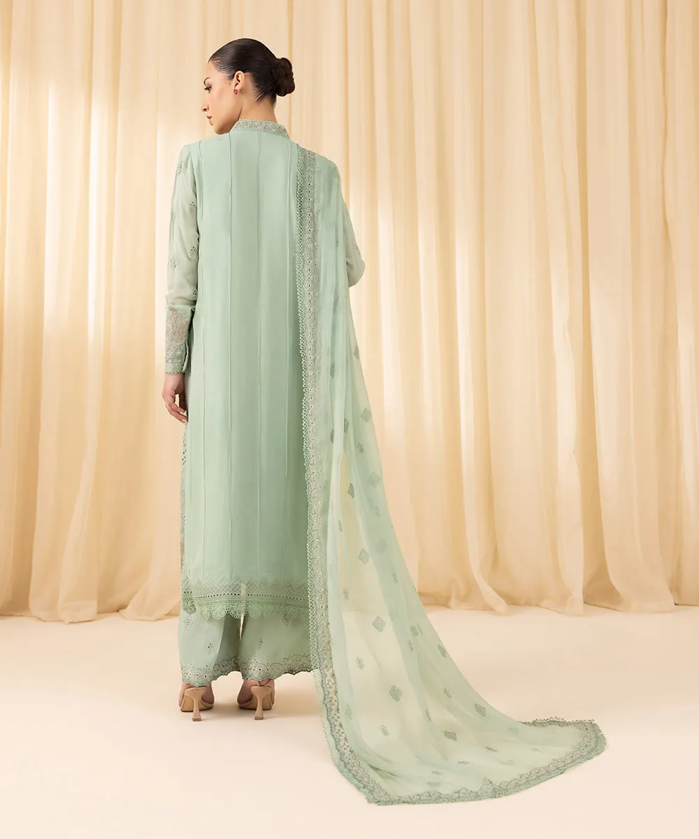 3 Piece -  Embroidered Georgette Chiffon Suit