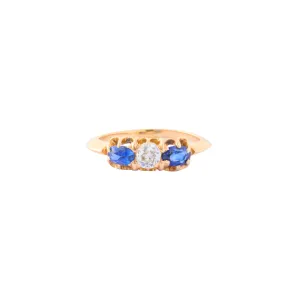 3 Stone Ring - Diamond and Blue Sapphire