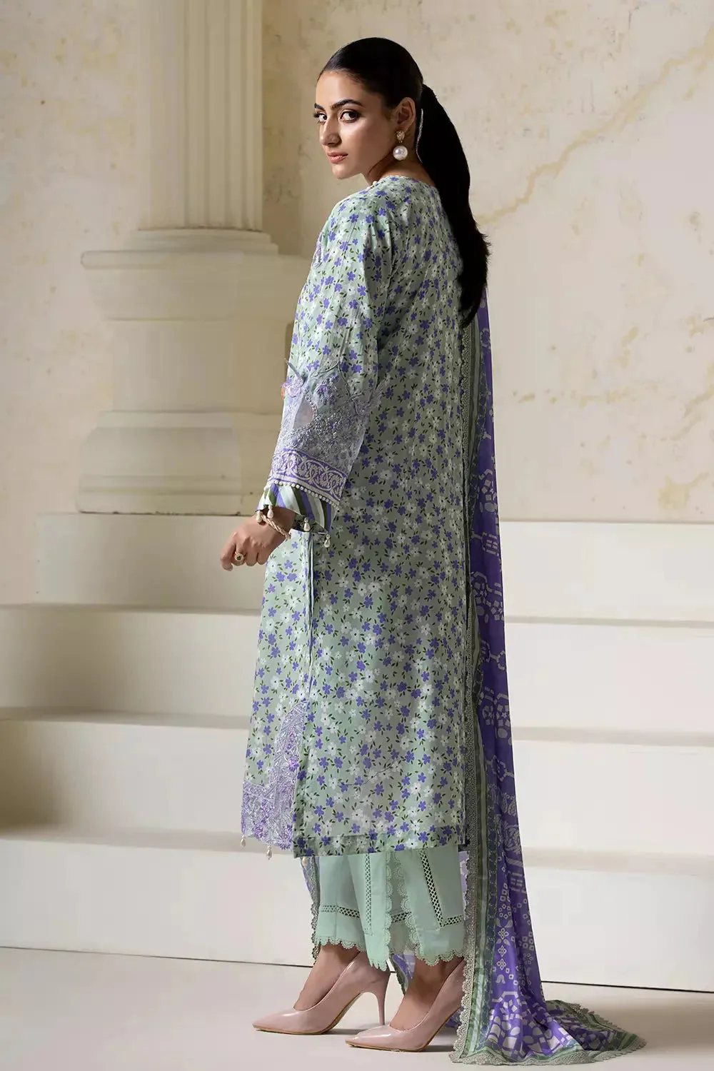 3PC Embroidered Unstitched Lawn Suit KSE-2727