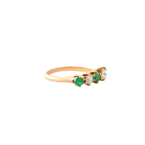 5 Stone Ring - Emerald and Diamond