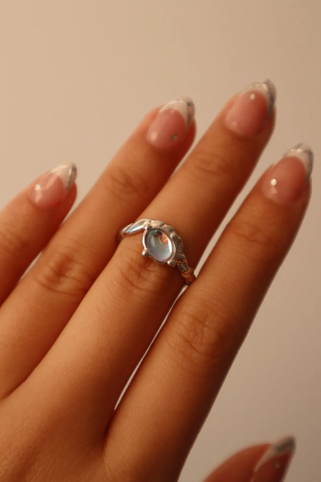 925 Sterling Silver moonstone eye ring