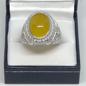 925 sterling silver yellow agate stone ring!