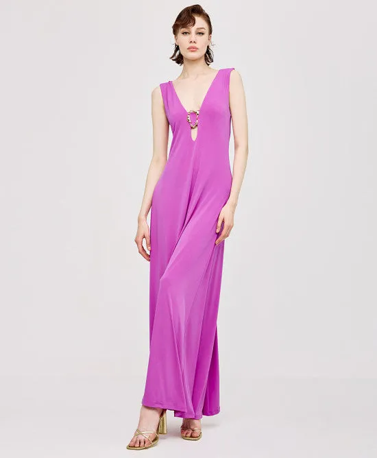 Access Fashion Violet Maxi Dress With Open Back