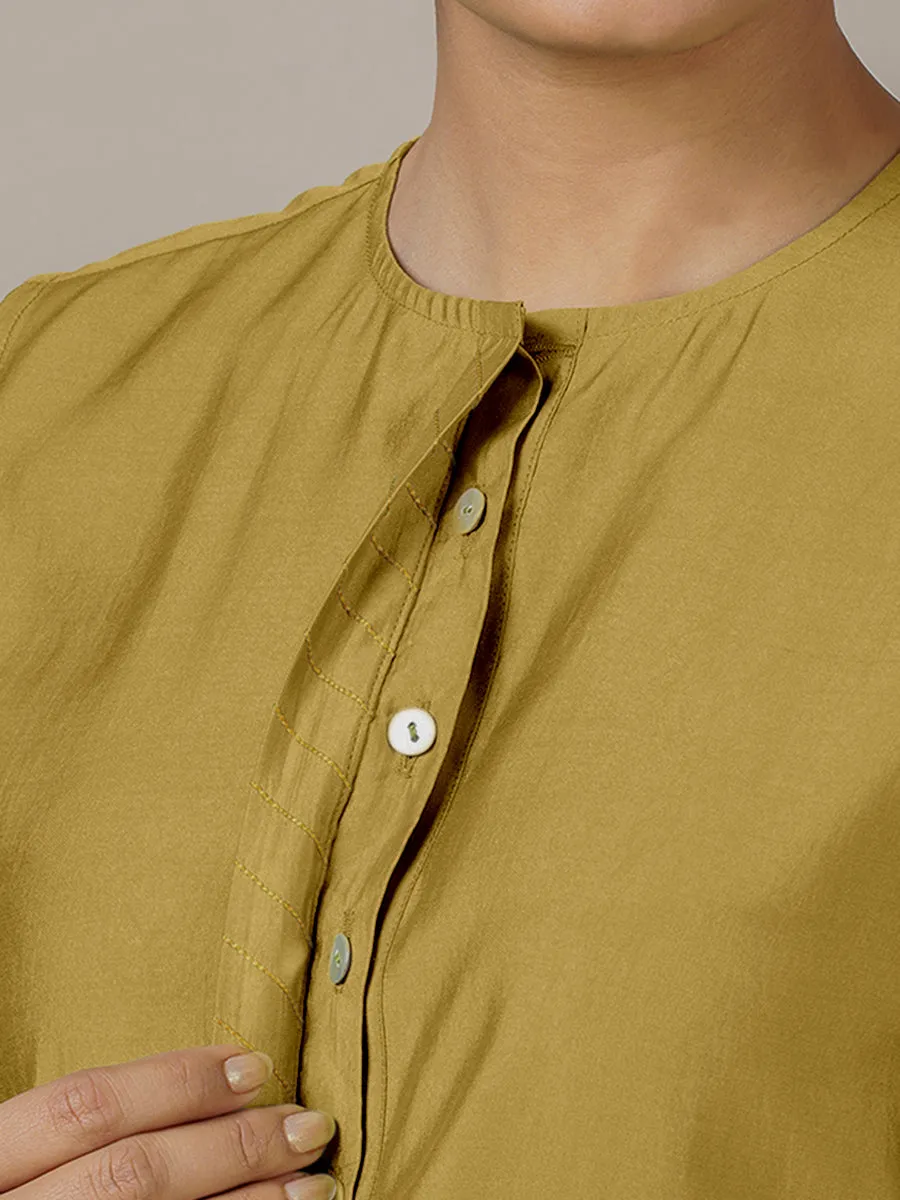 Adah x Rozaana | A Line Kurta in Dijon Mustard with Thread Work | Coords or Only Kurta