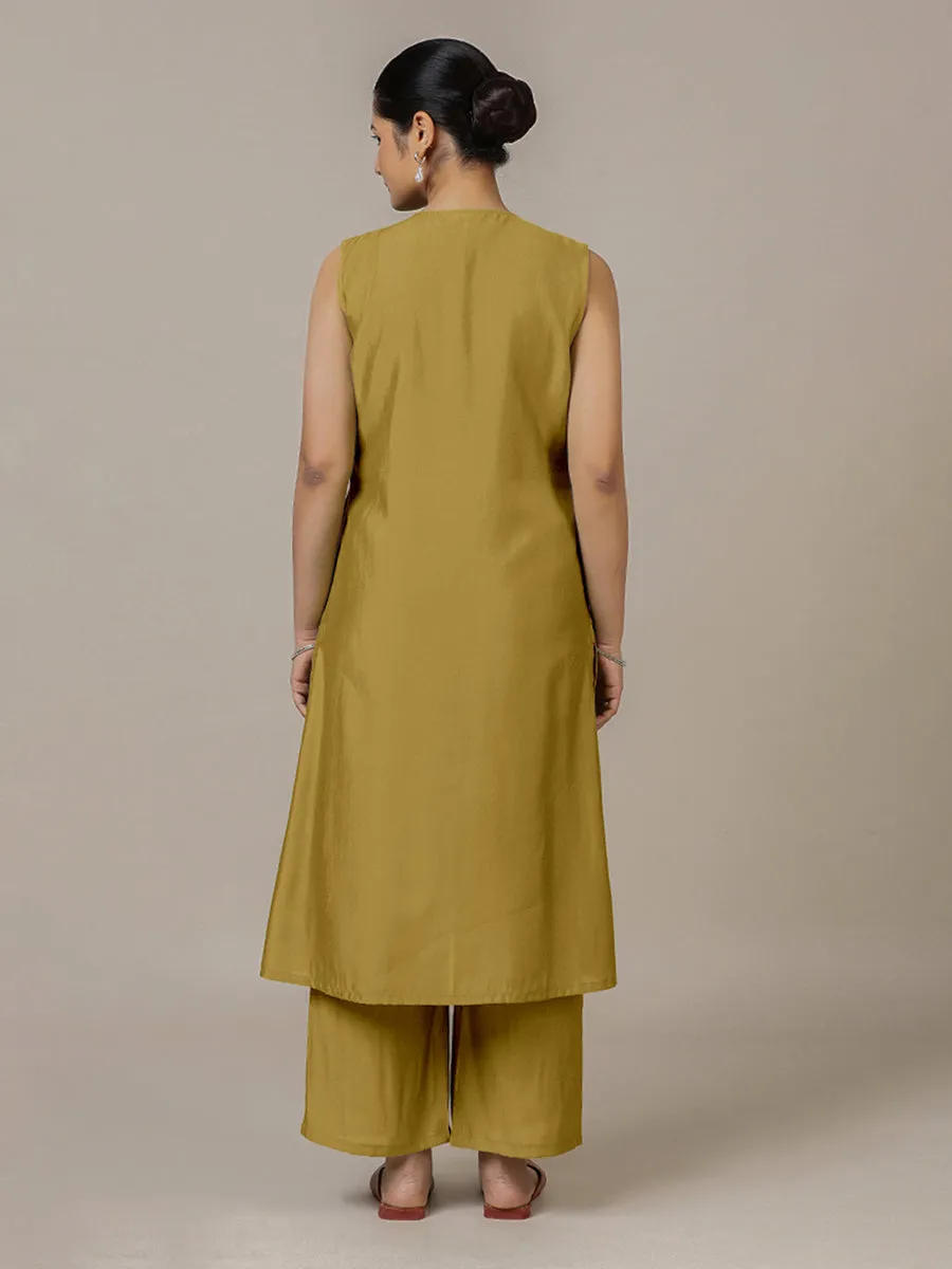 Adah x Rozaana | A Line Kurta in Dijon Mustard with Thread Work | Coords or Only Kurta