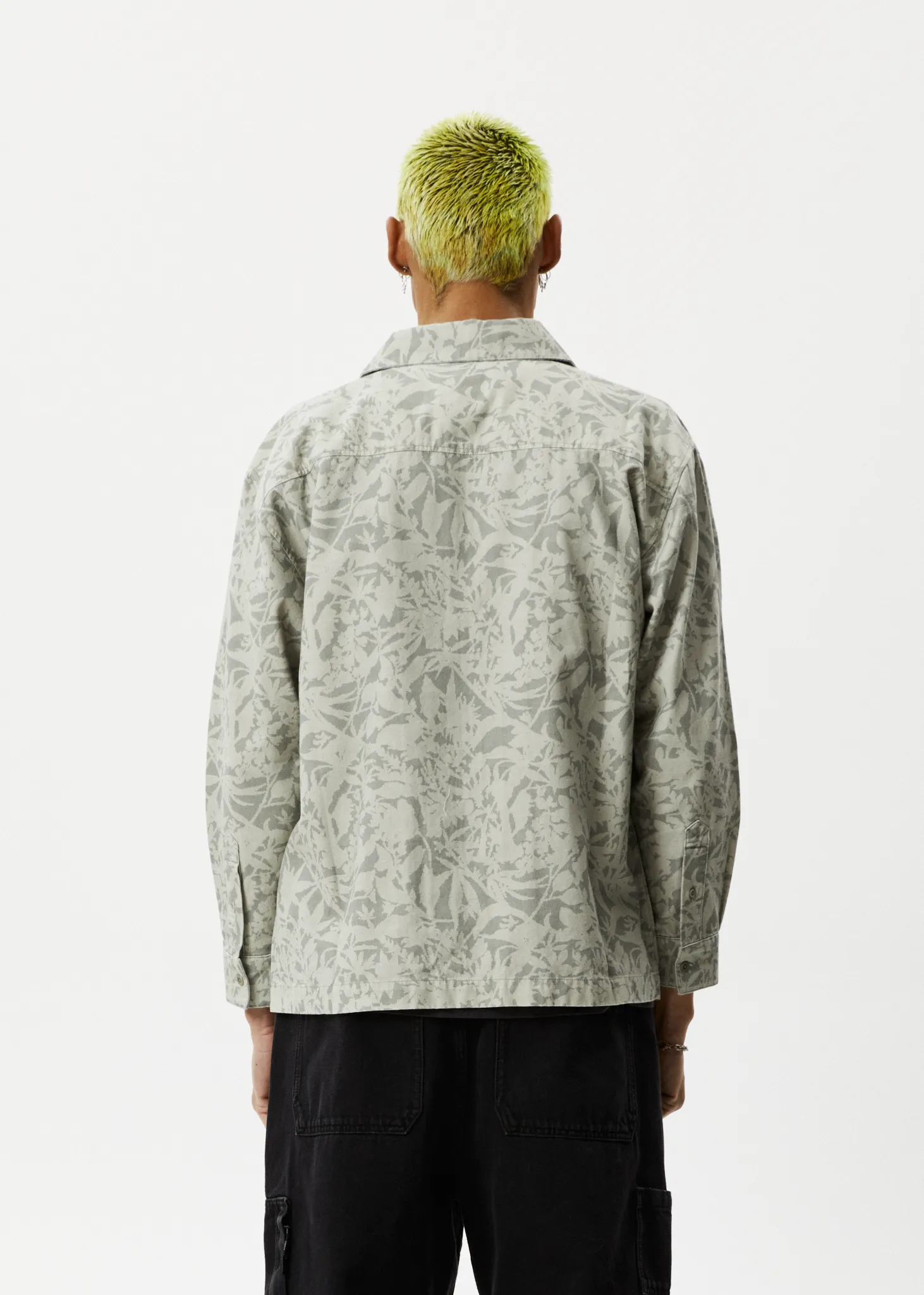 AFENDS Mens Bouquet - Canvas Jacket - Olive Floral