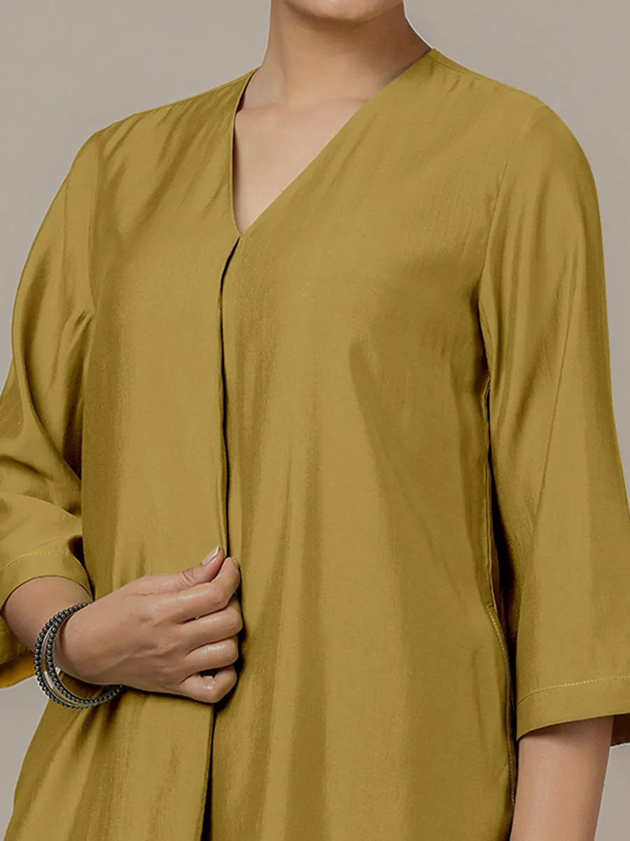 Alisha x Rozaana | A Line Kurta in Dijon Mustard with Thread Work | Coords or Only Kurta