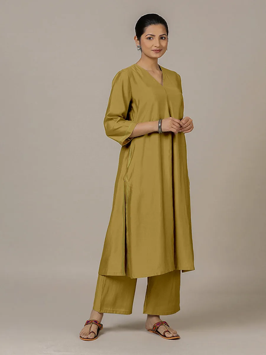 Alisha x Rozaana | A Line Kurta in Dijon Mustard with Thread Work | Coords or Only Kurta