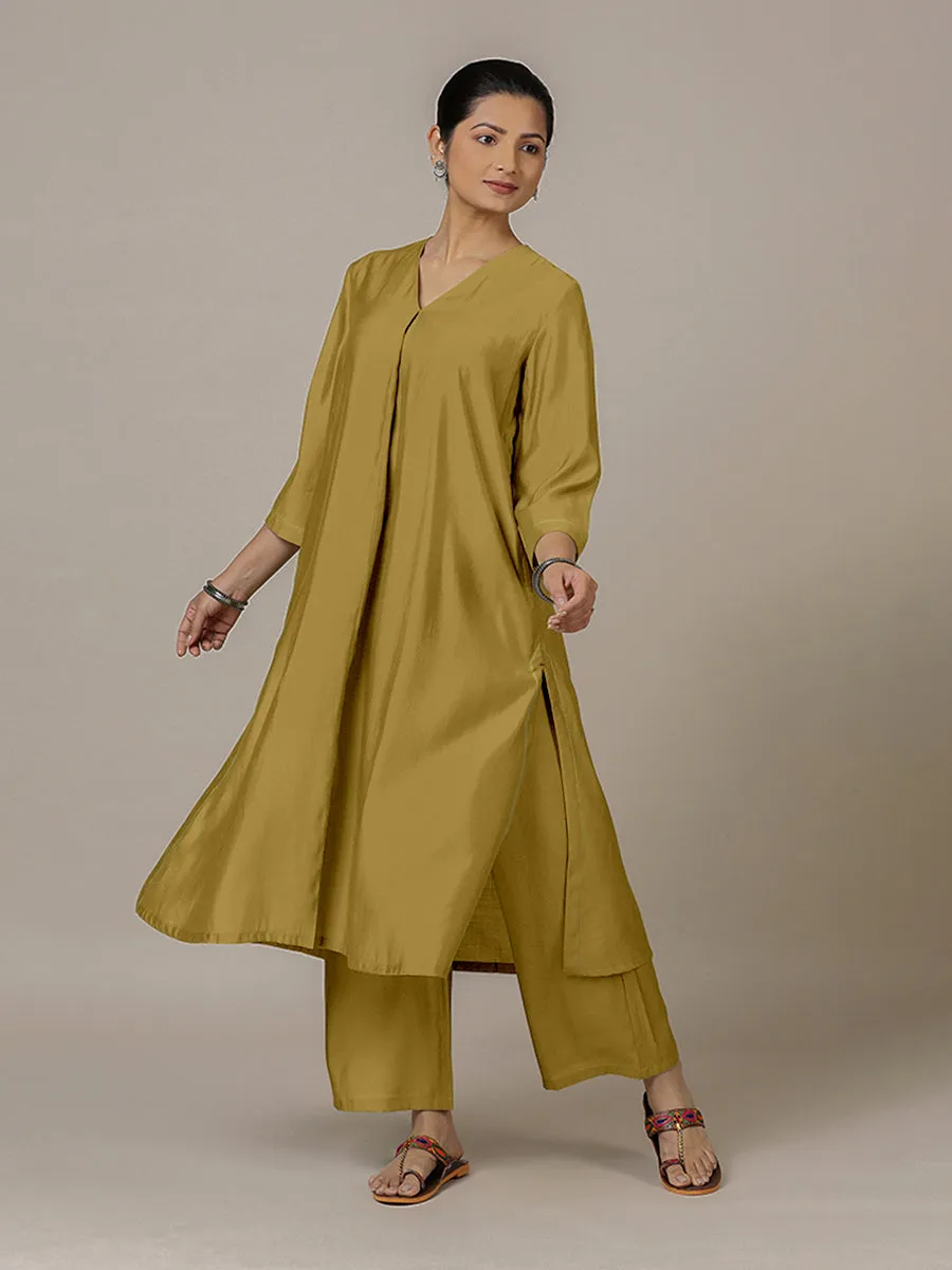 Alisha x Rozaana | A Line Kurta in Dijon Mustard with Thread Work | Coords or Only Kurta