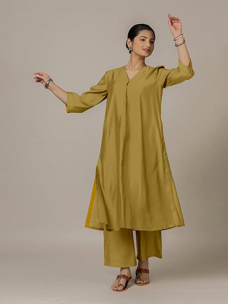 Alisha x Rozaana | A Line Kurta in Dijon Mustard with Thread Work | Coords or Only Kurta