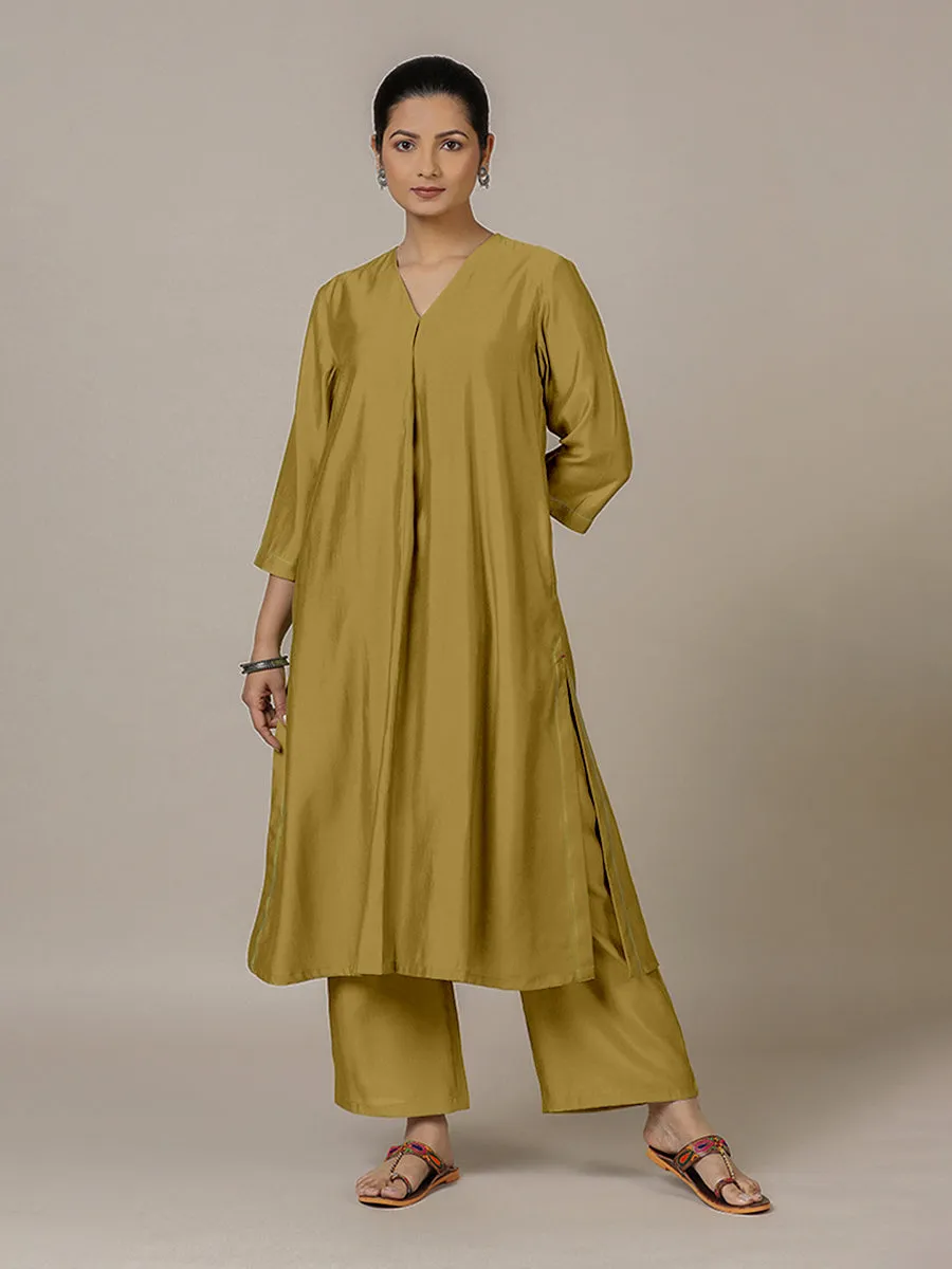 Alisha x Rozaana | A Line Kurta in Dijon Mustard with Thread Work | Coords or Only Kurta