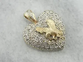 American Eagle and Diamond Heart Pendant