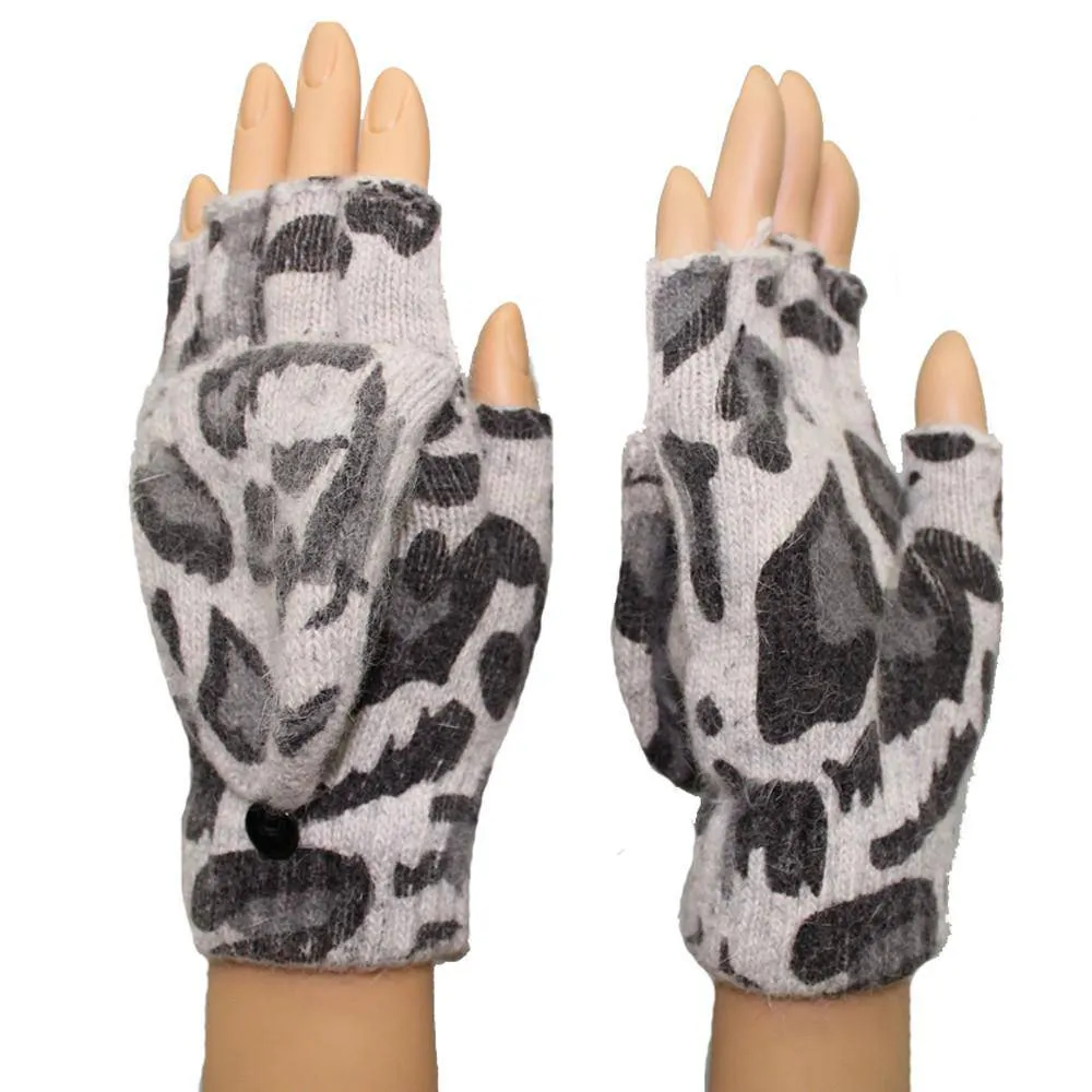 Animal Print Pop Top Glove-Grey