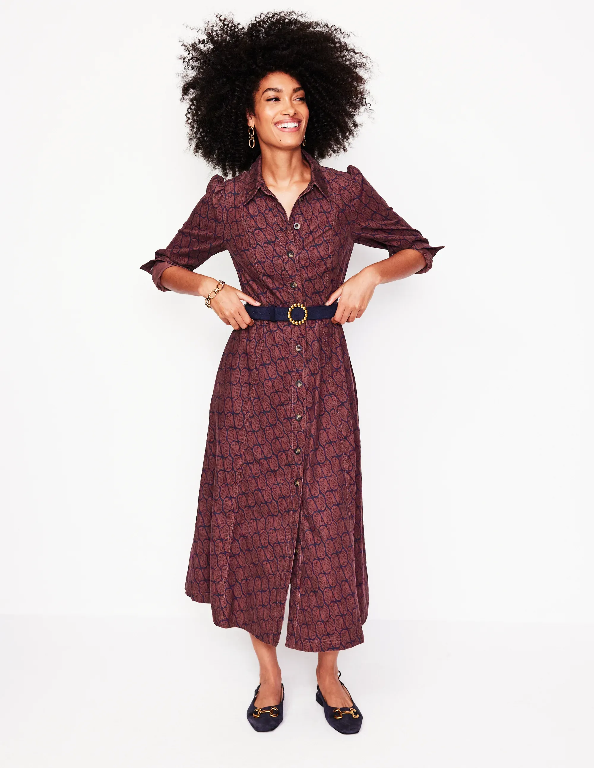 Aubrey Cord Midi Shirt Dress