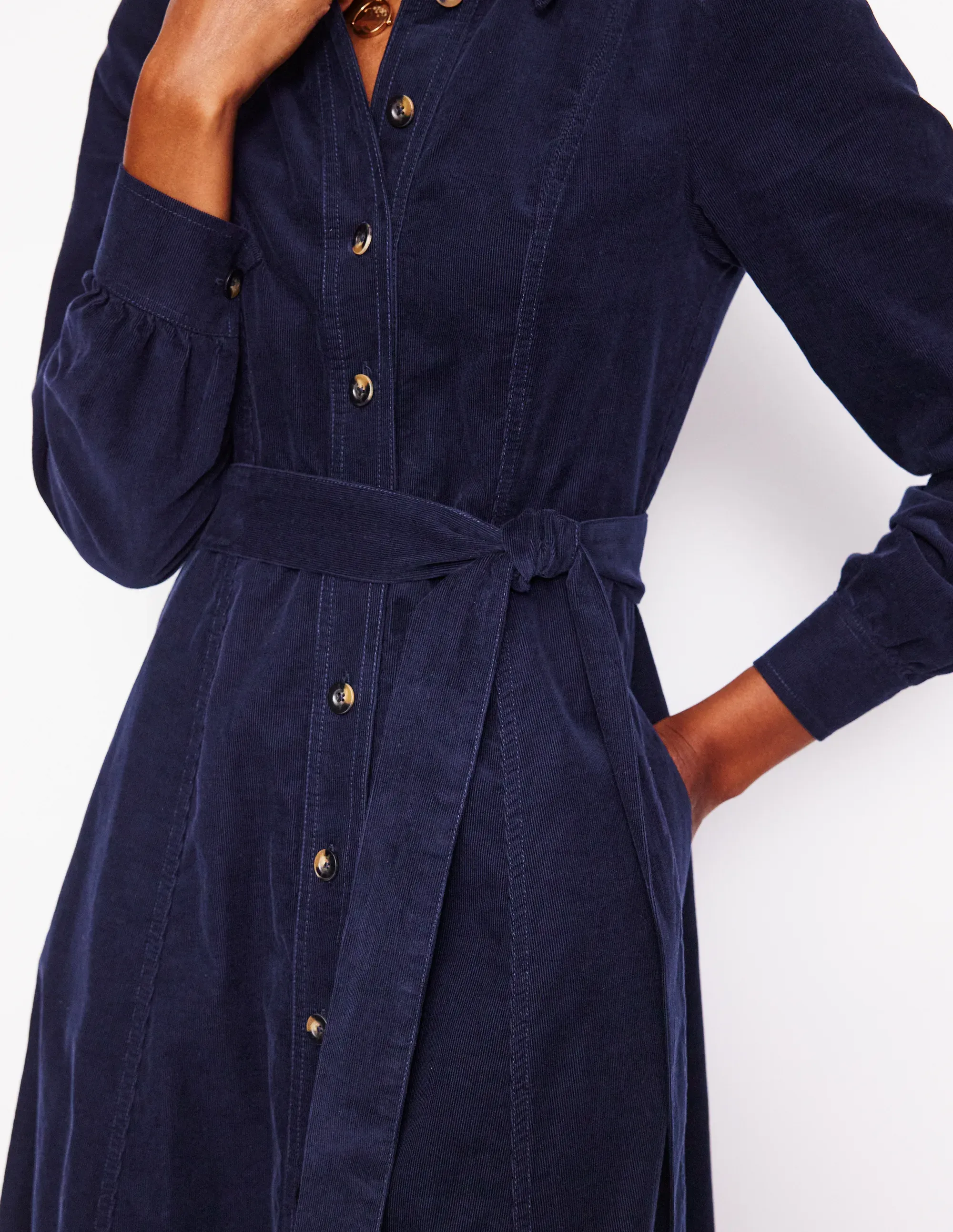 Aubrey Cord Midi Shirt Dress