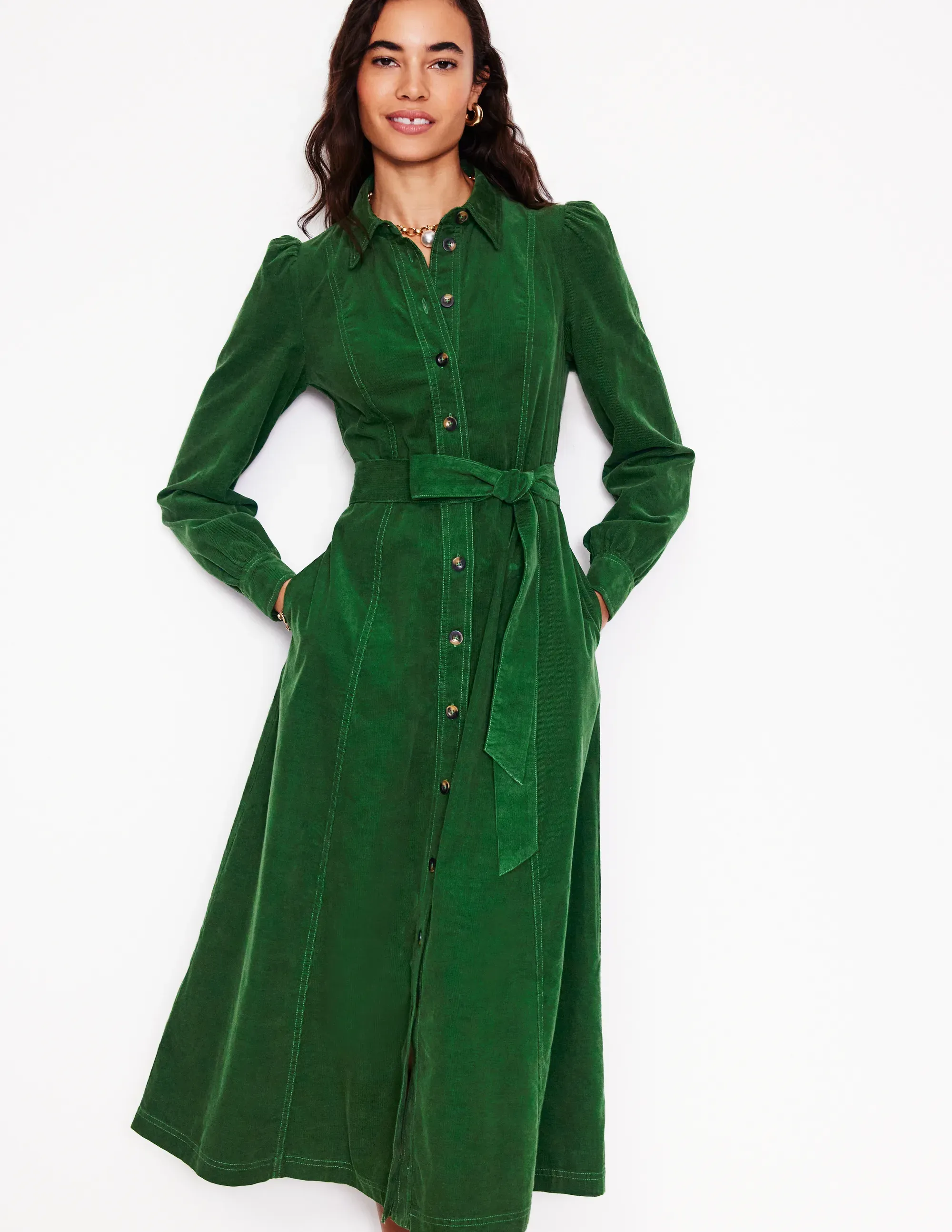 Aubrey Cord Midi Shirt Dress