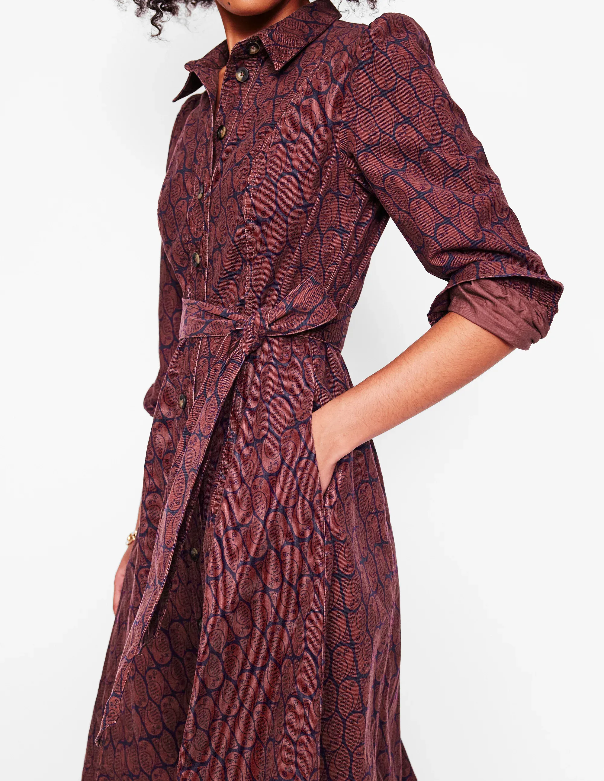 Aubrey Cord Midi Shirt Dress