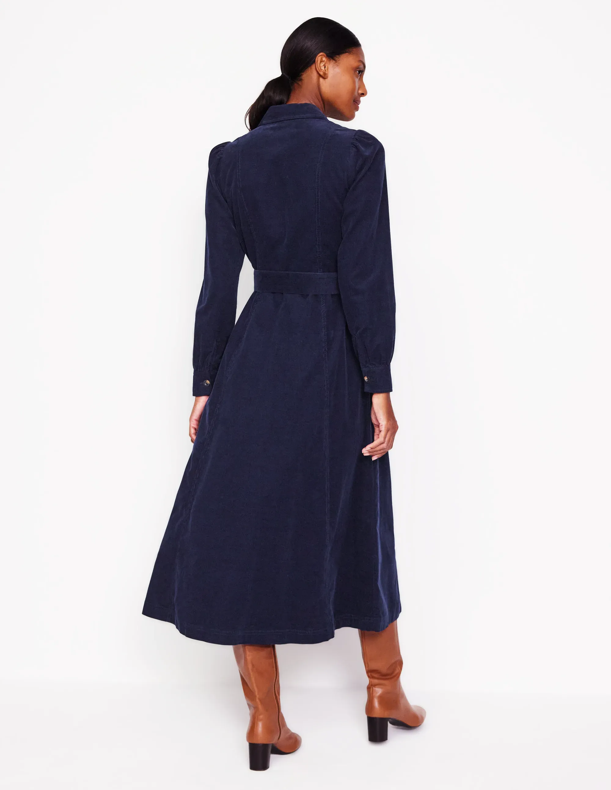 Aubrey Cord Midi Shirt Dress