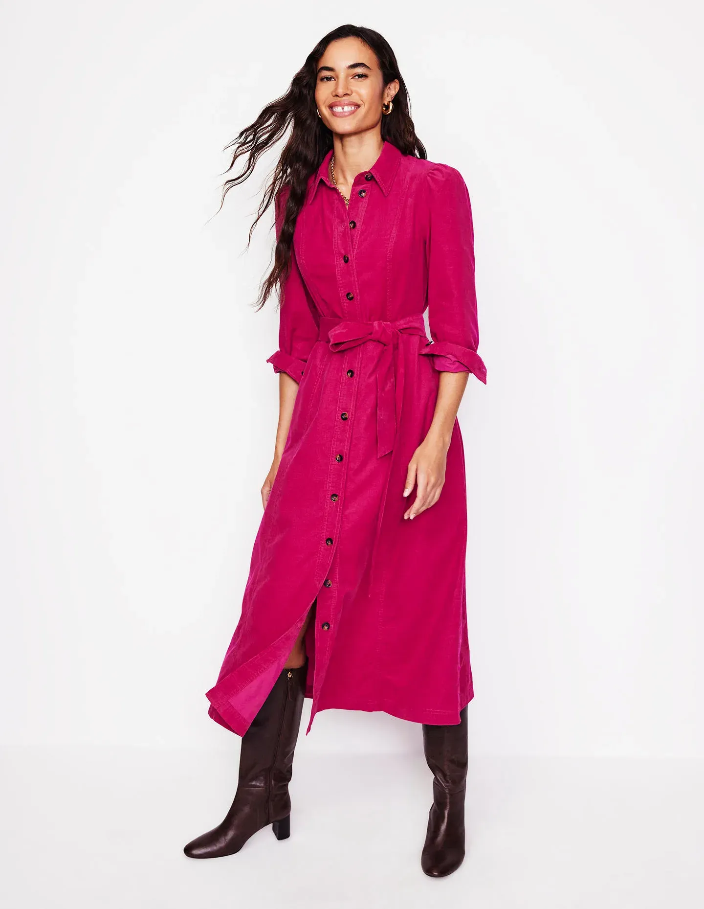 Aubrey Cord Midi Shirt Dress