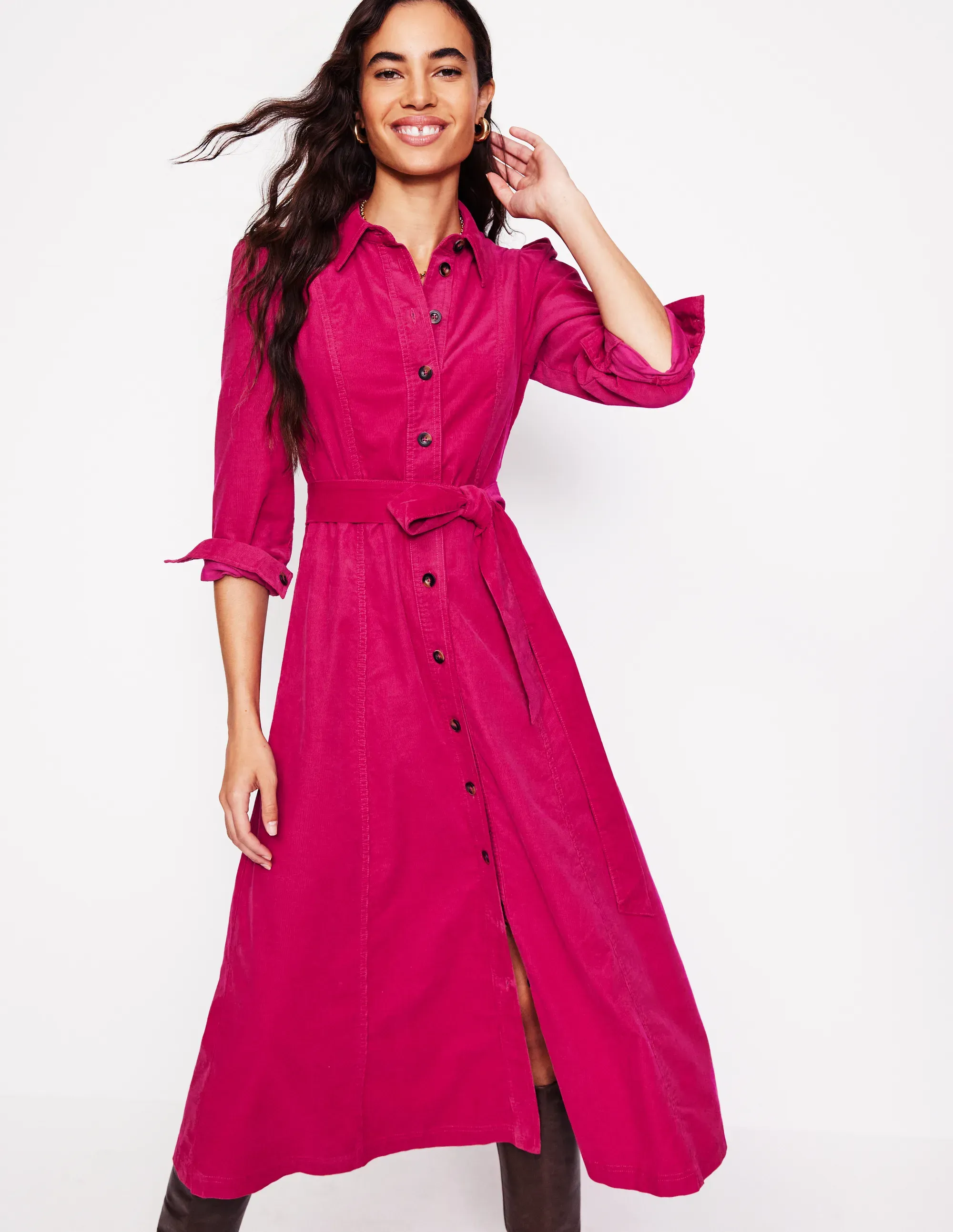 Aubrey Cord Midi Shirt Dress