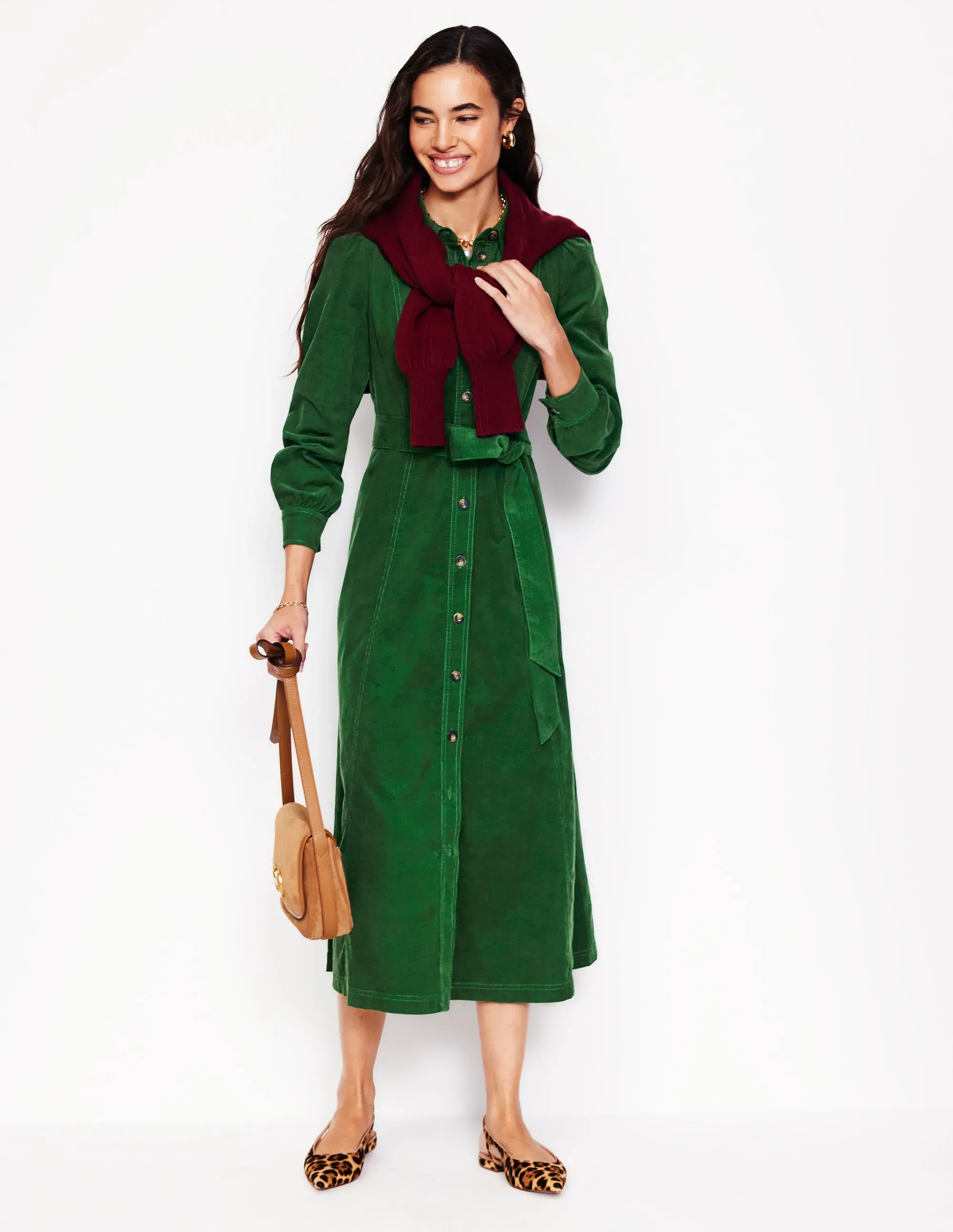 Aubrey Cord Midi Shirt Dress