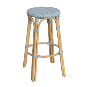 Baby Blue Rattan Frame Bar Stool