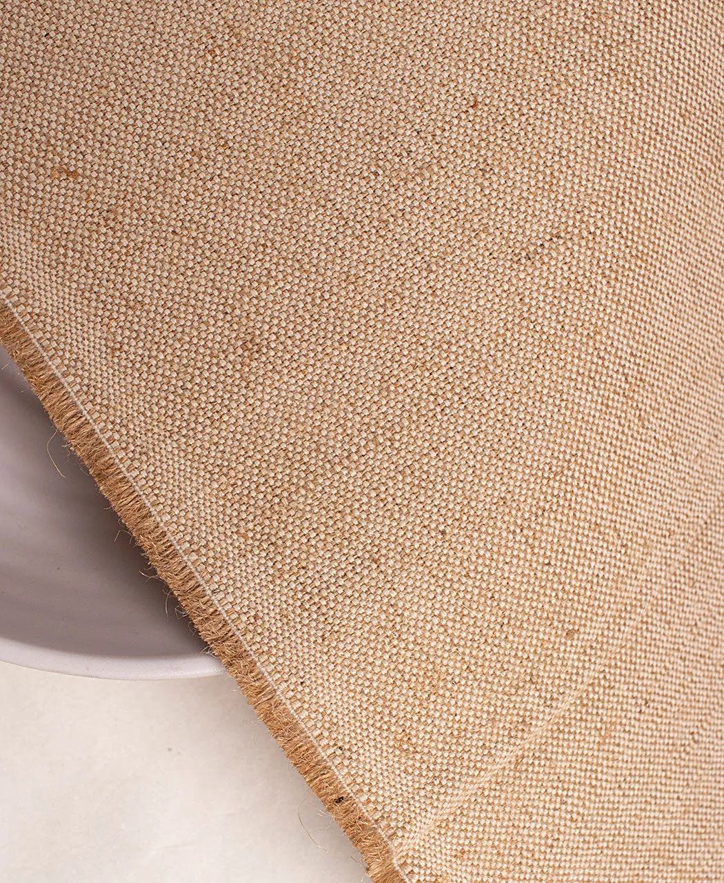 Beige Plain Cotton Jute Fabric For Home Furnishing ( Width 52 Inch )