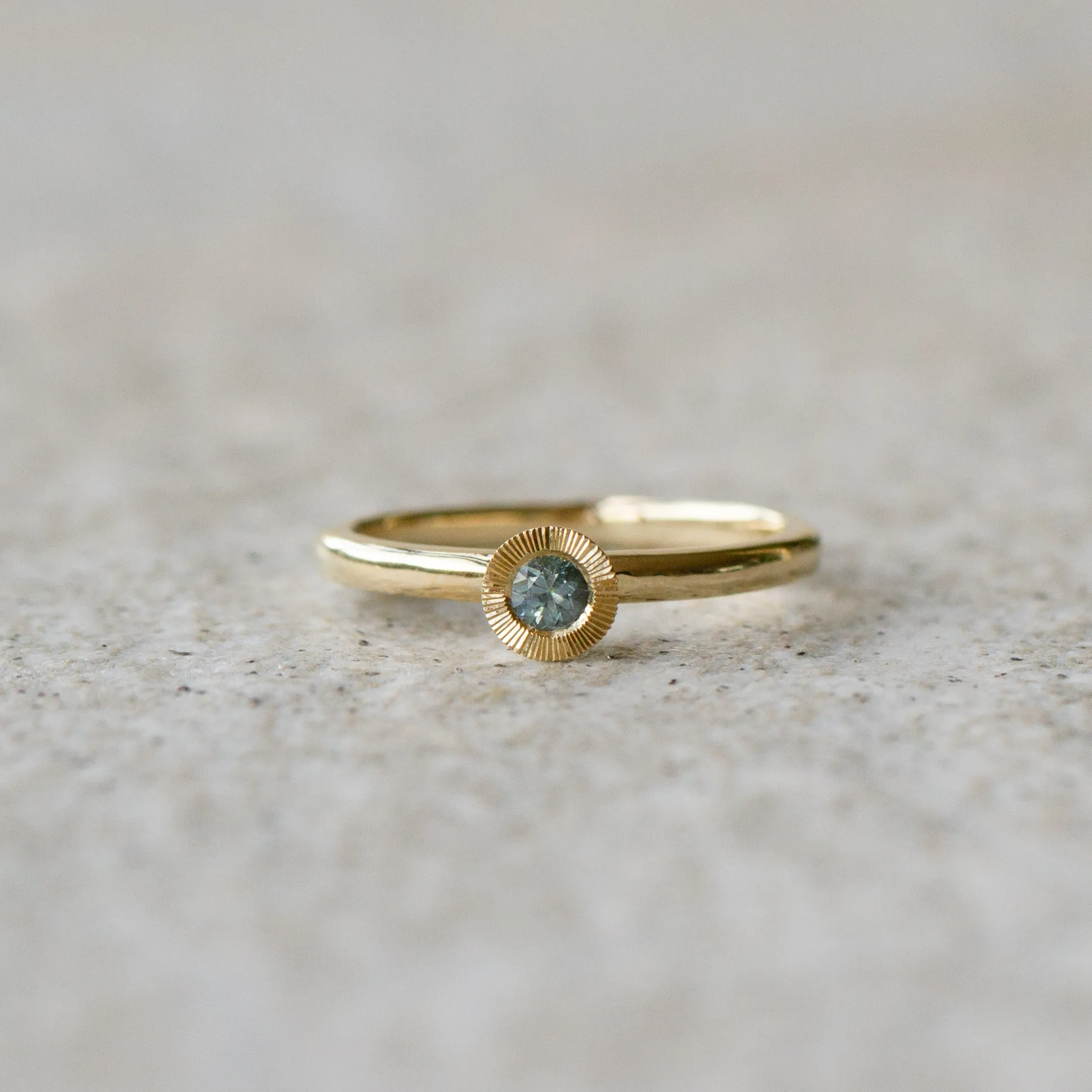 Blue Montana Sapphire Large Aurora Stacking Ring in Yellow Gold