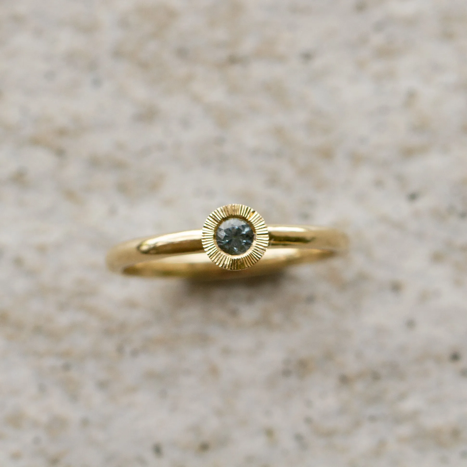 Blue Montana Sapphire Large Aurora Stacking Ring in Yellow Gold