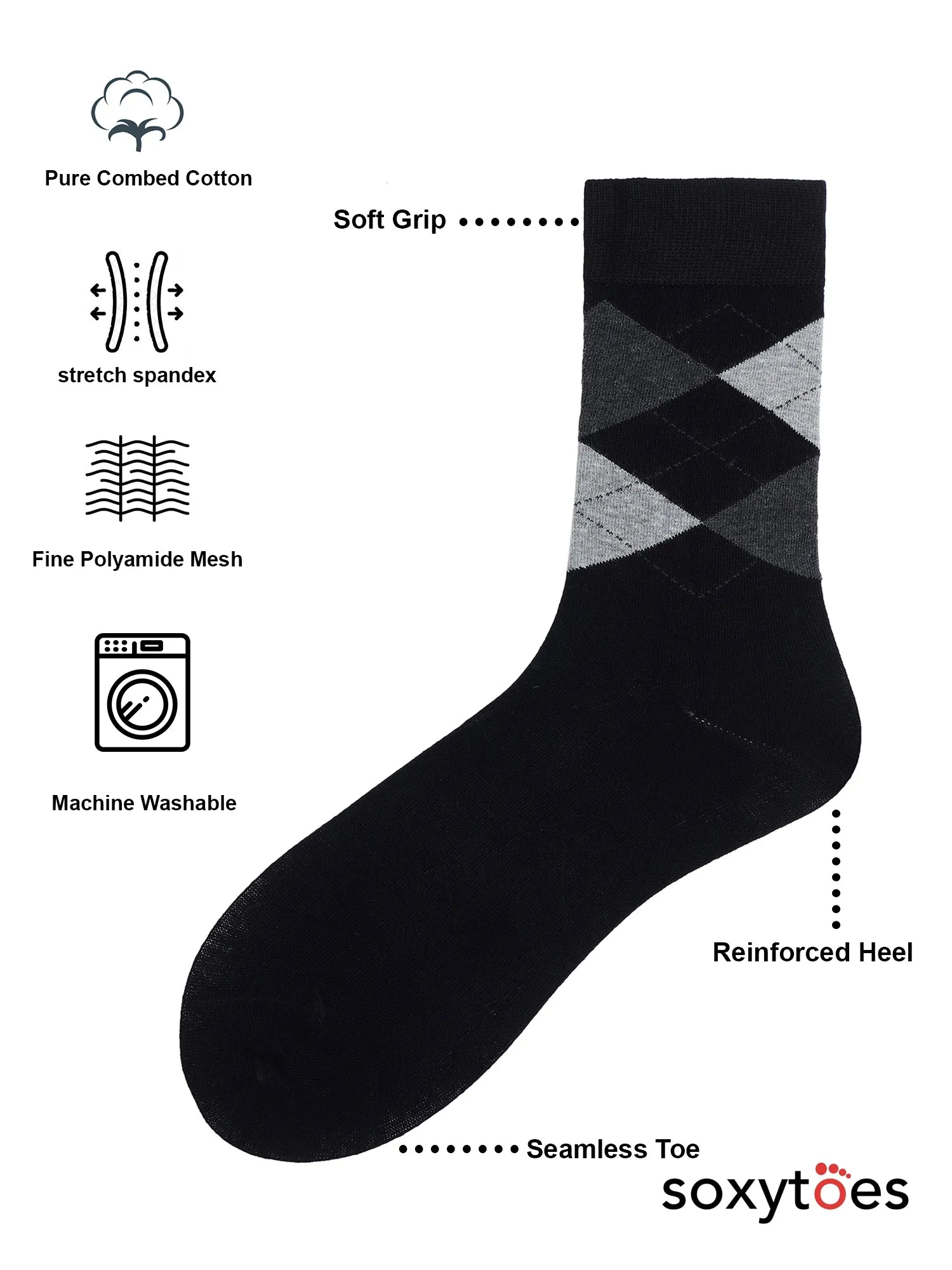 Bumblebee | Grey Mid-Calf Socks For Men | 1 Pair