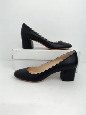 Chloé Women's Calf Waves Pump Black Leather Size 36.5