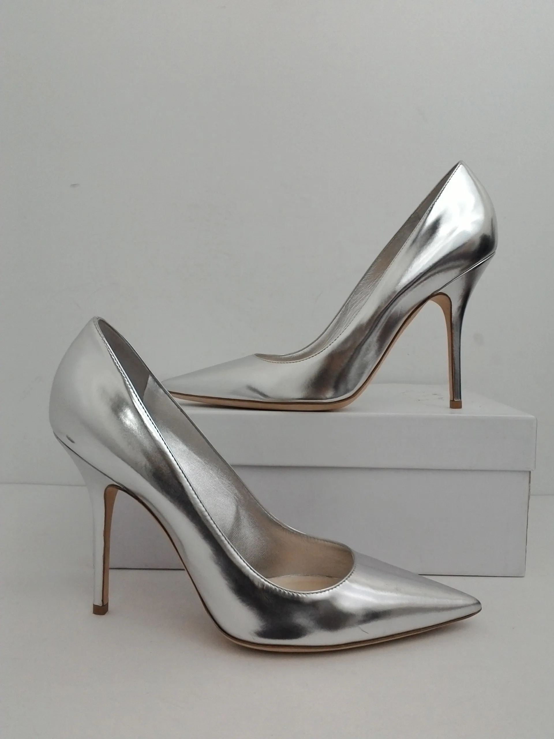 Christian Dior Women's Cherie Pointy Pump Silver Leather Size 41