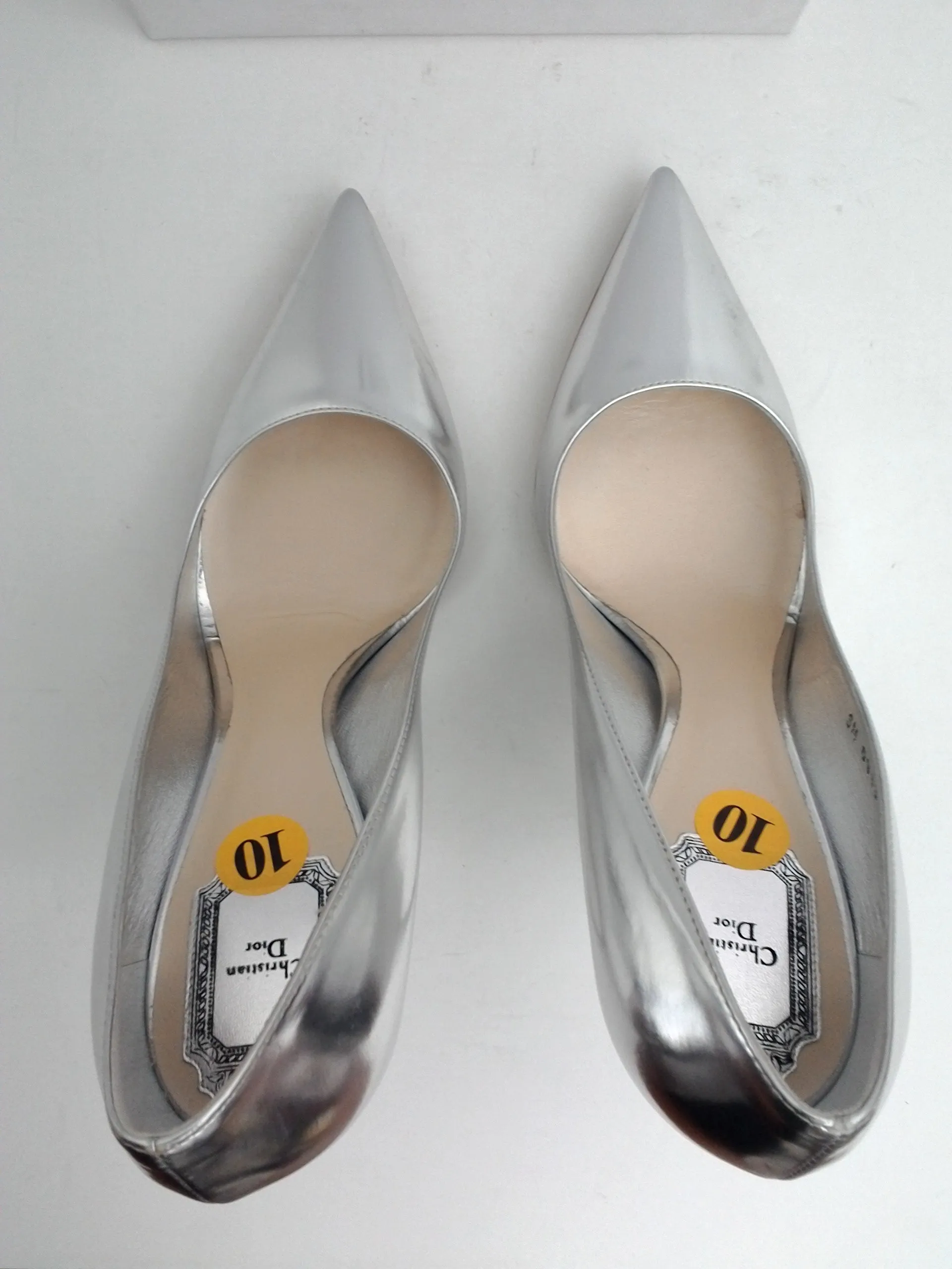 Christian Dior Women's Cherie Pointy Pump Silver Leather Size 41