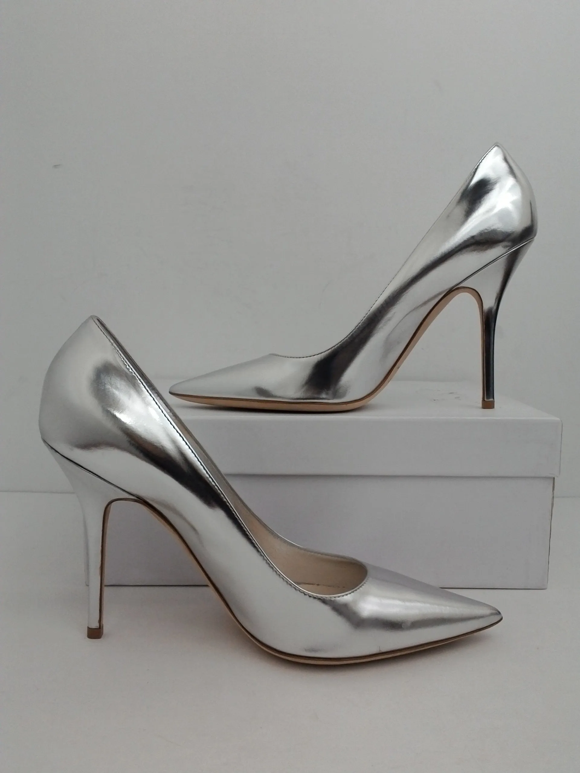 Christian Dior Women's Cherie Pointy Pump Silver Leather Size 41