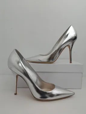 Christian Dior Women's Cherie Pointy Pump Silver Leather Size 41