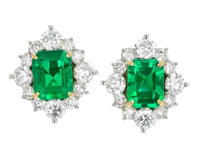 Colombian Emerald Earrings, 3.82 Carats