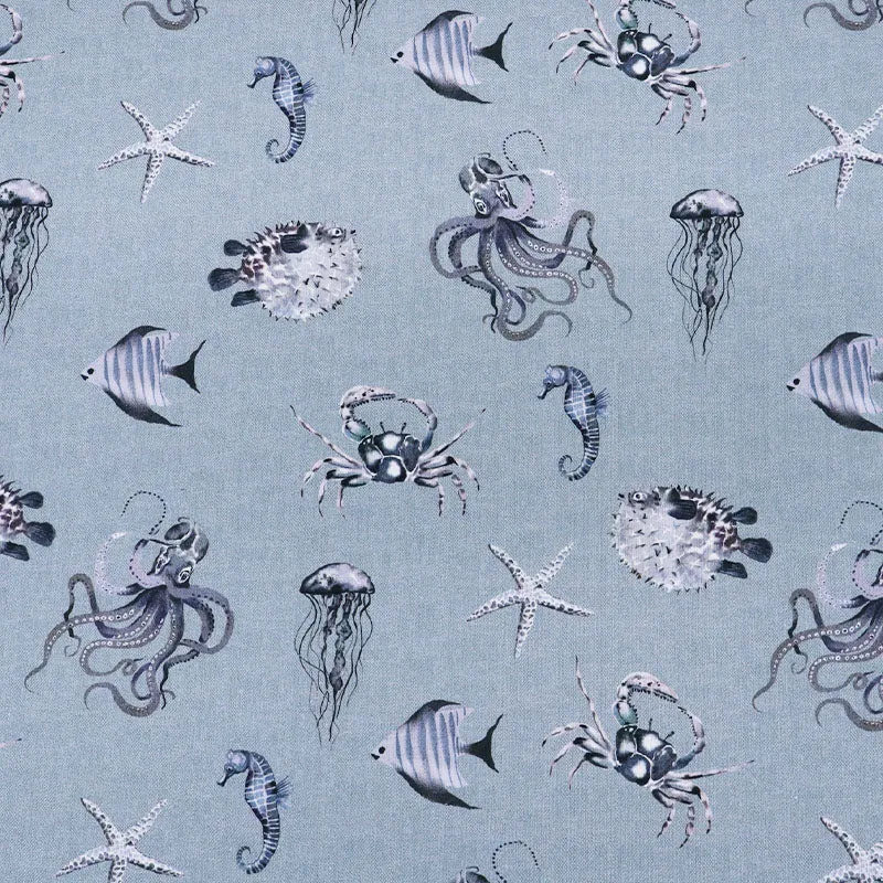 Cotton Furnishing - Blue - Sea Creatures