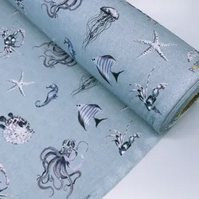 Cotton Furnishing - Blue - Sea Creatures