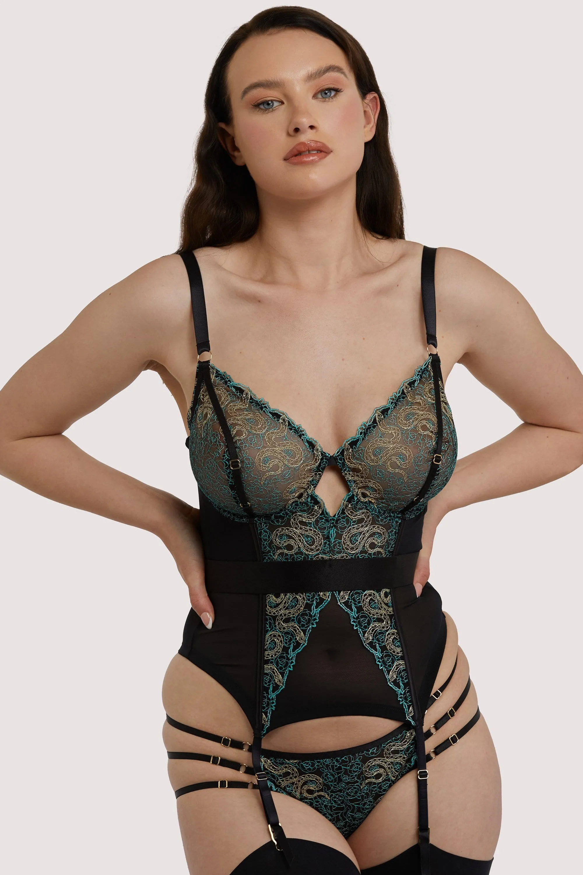 Dakota Green & Gold Snake Basque