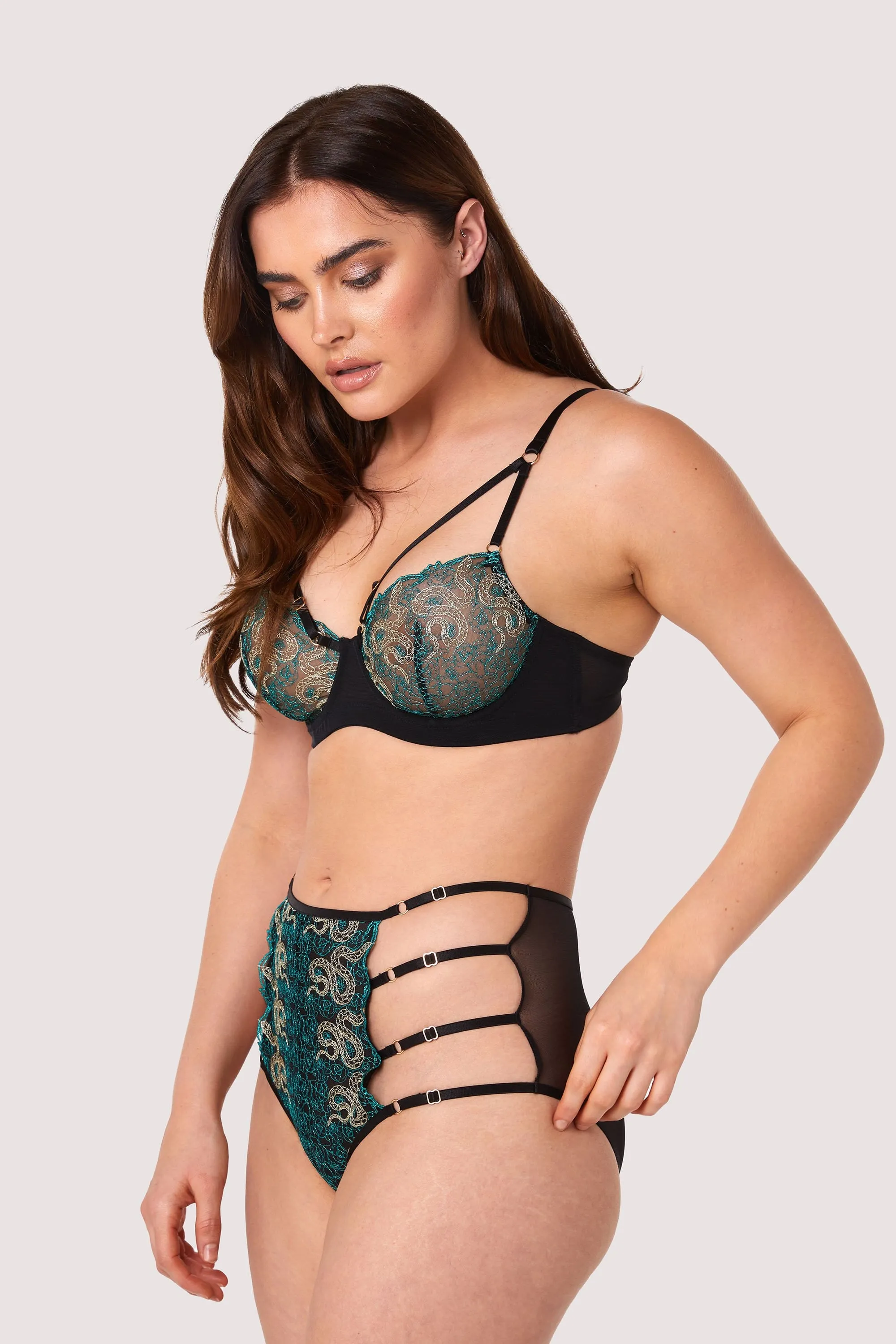 Dakota Green & Gold Snake High Waist Brief