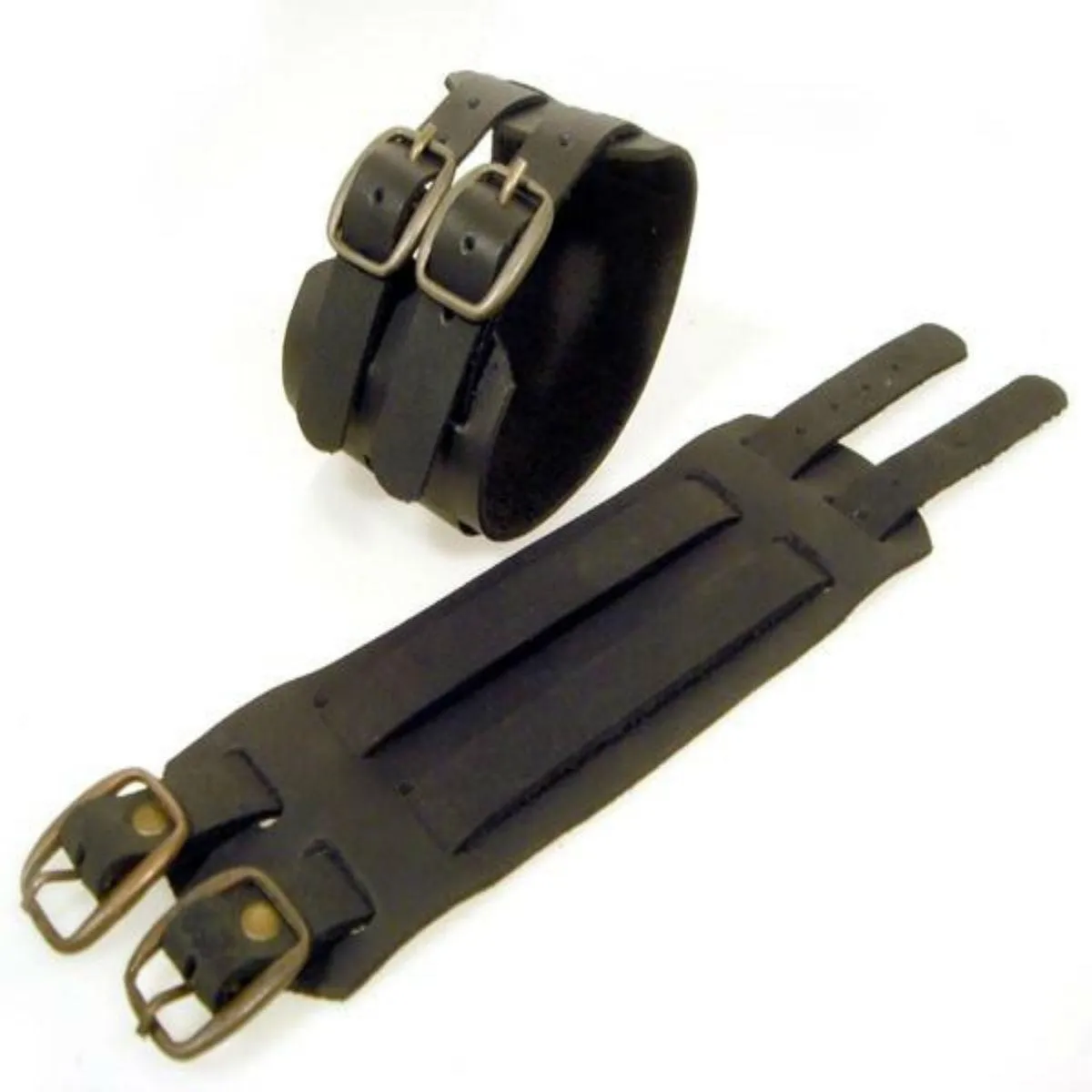 Daniel Smart Black Buckle Leather Cuff Bracelet with Belt Buckle