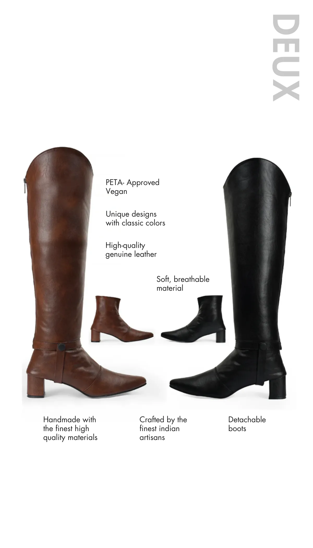 DEUX Changeable Boots Brown