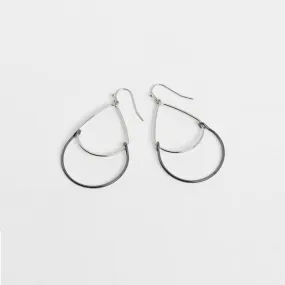 Double Teardrop Dangle Earring - Gunmetal