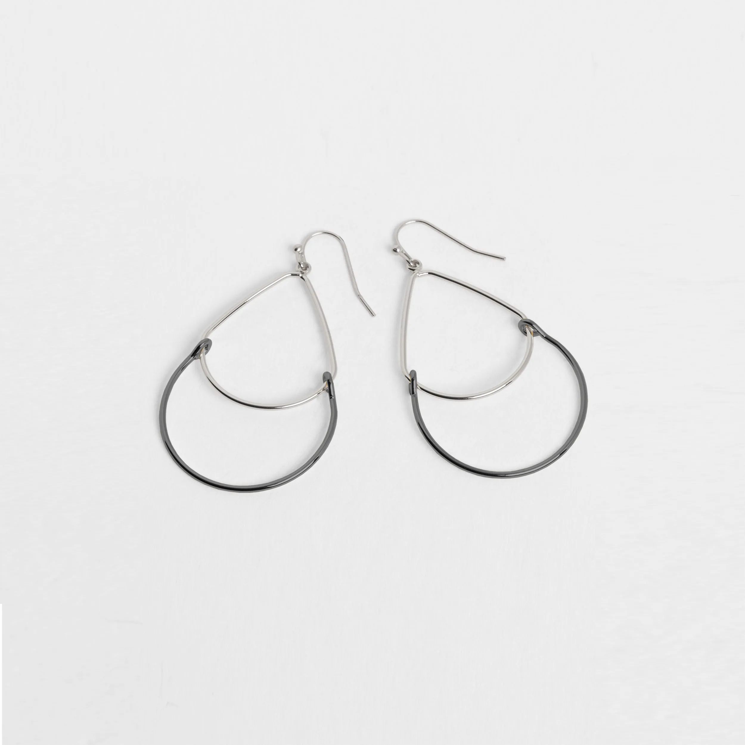 Double Teardrop Dangle Earring - Gunmetal